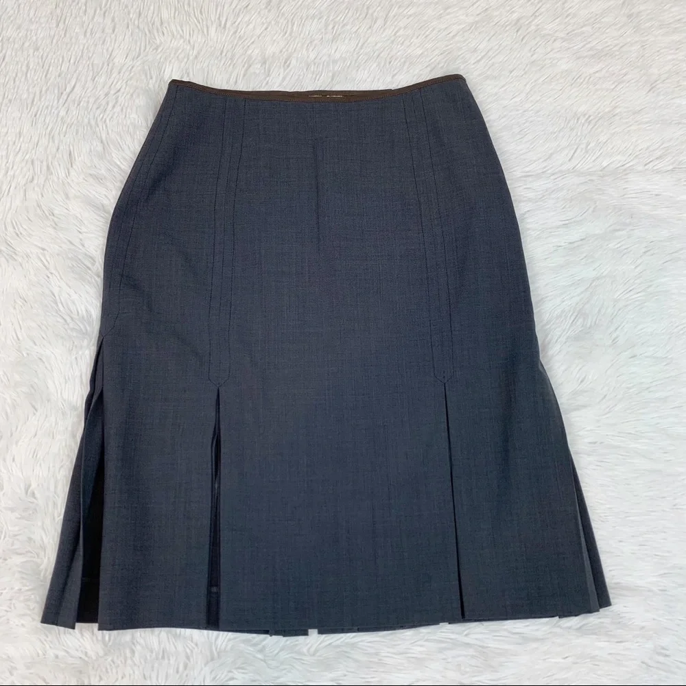 Paul Smith Blue Wool pleated slit knee length Skirt‎ straight pencil